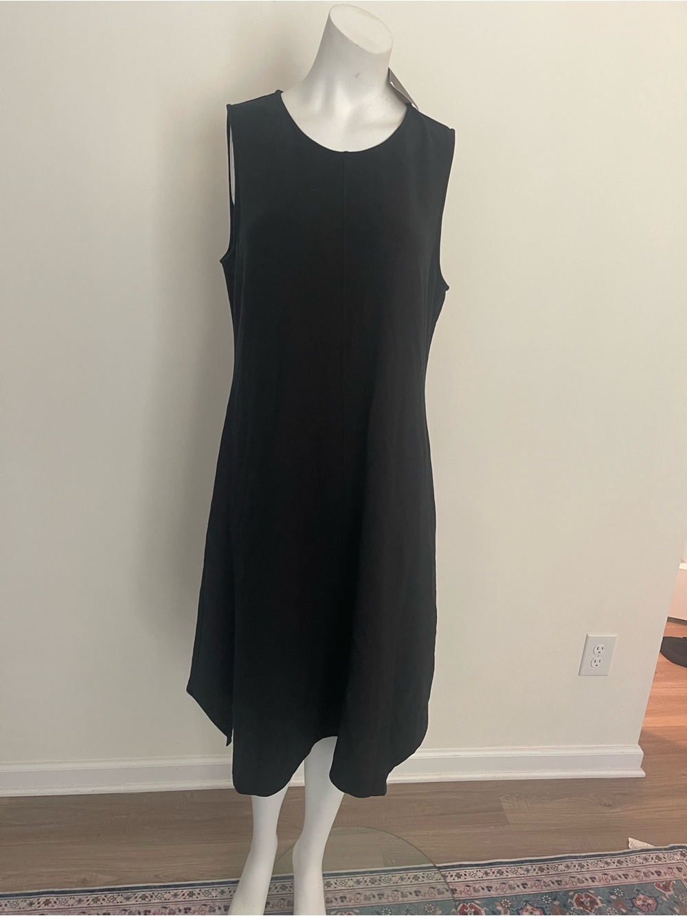 NWT Garnet Hill Black Sleeveless Midi Shift Dress